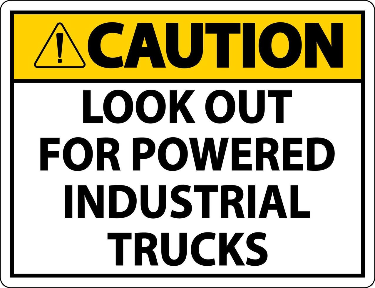 Caution Look Out For Trucks Sign On White Background vector