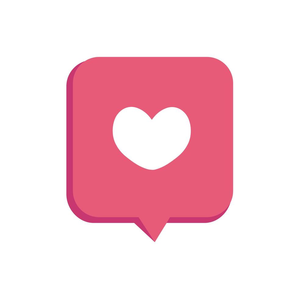 ilustración vectorial del corazón dentro del icono de chat de burbujas. burbuja de habla roja con corazón. feliz día de san valentín, simple símbolo de icono de amor. diseño de tarjetas de felicitación para web, correo electrónico, redes sociales, banner. vector