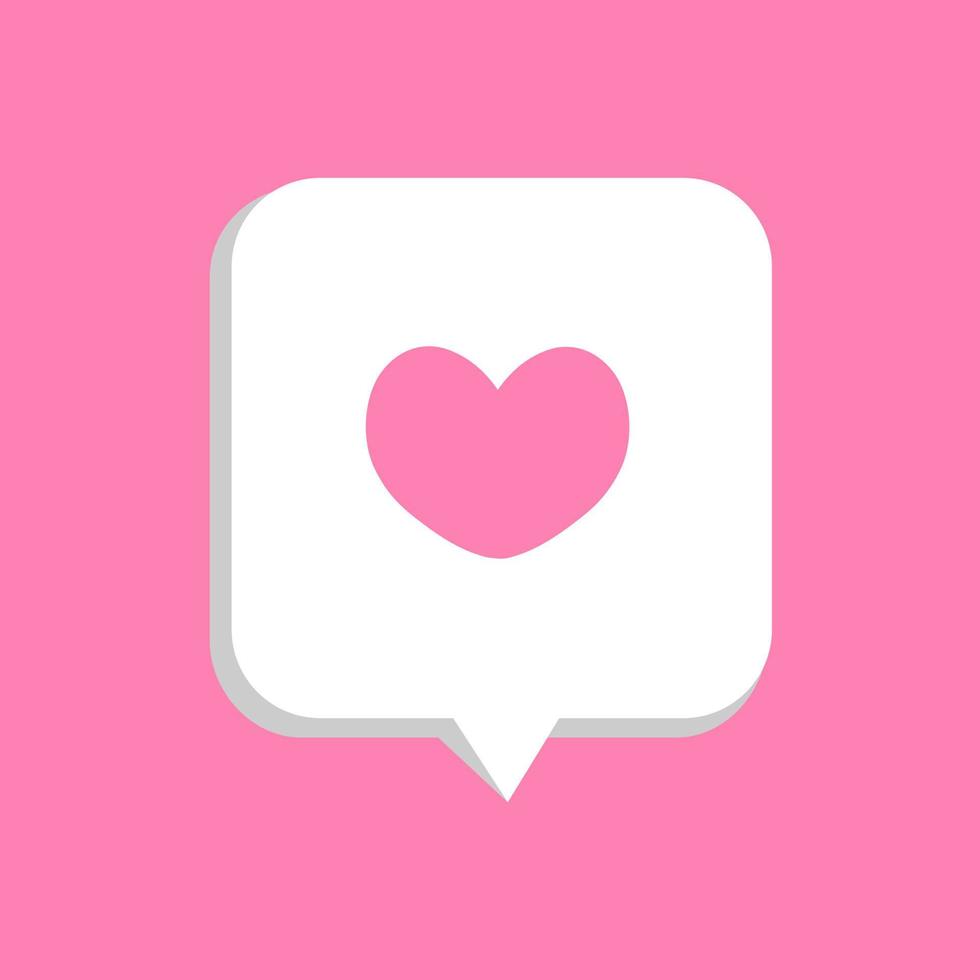 Vector illustration of heart inside bubble chat icon. Speech bubble with heart. Happy Valentine's day, simple love icon symbol. Greeting card design for web, email, social media, banner template.