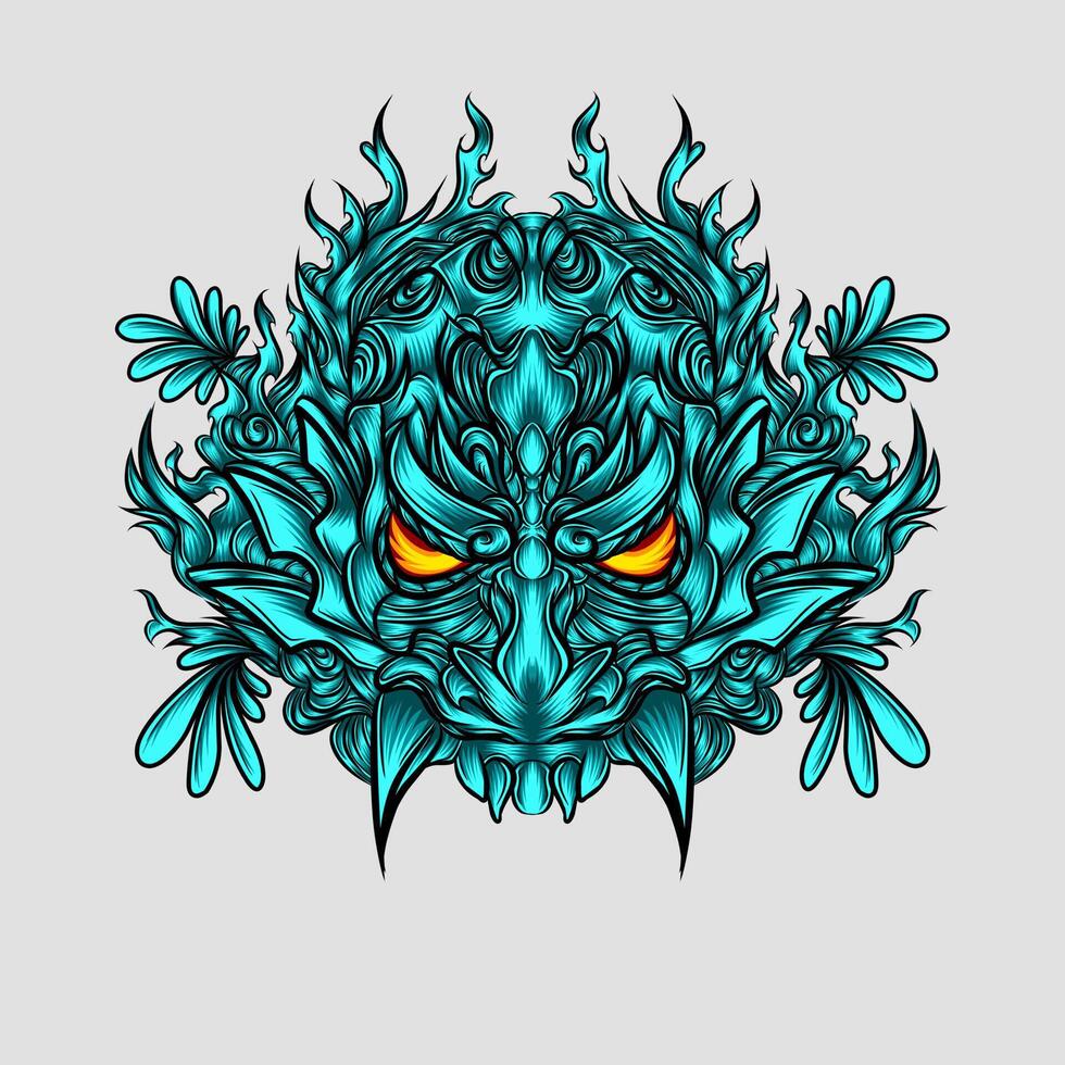 The demon's head is a horrible green color free Vector