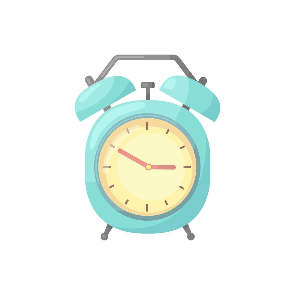 Alarm clock blue isolated in flat style illustration vector