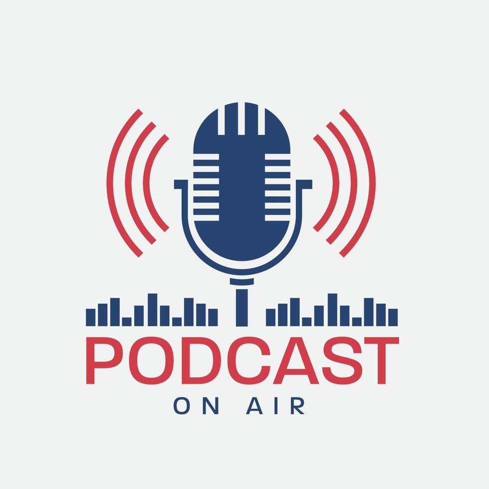 vector de logotipo moderno de podcast con fondo rojo. vector aislado