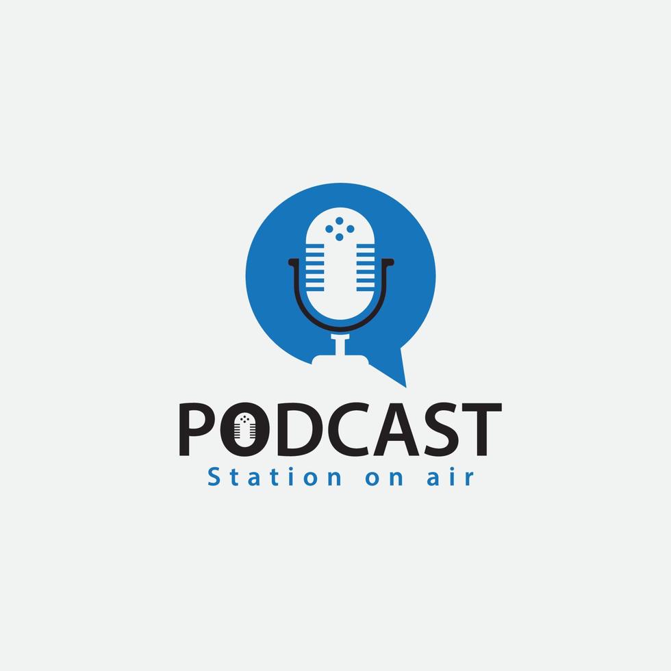 vector de logotipo moderno de podcast con fondo rojo. vector aislado