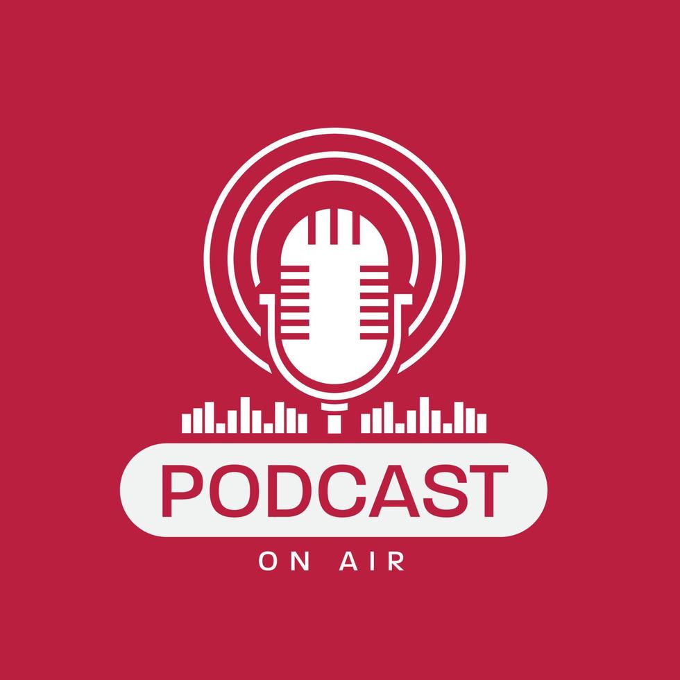 vector de logotipo moderno de podcast con fondo rojo. vector aislado