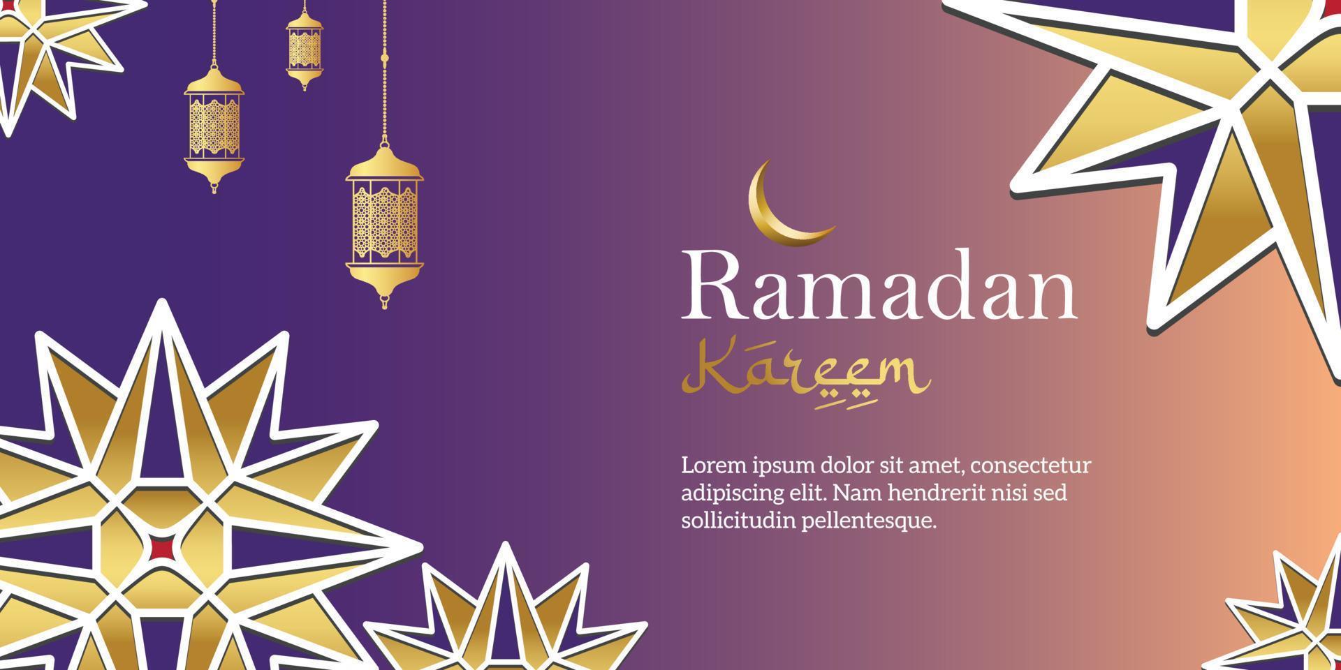 Ramadan Kareem greeting banner design for social media post and website. vector