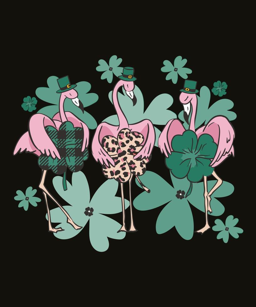 St Patrick's Flamingos t-shirt 2022 vector