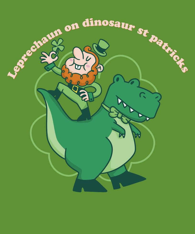 Leprechaun on dinosaur St Patricks t-shirt 2022 vector