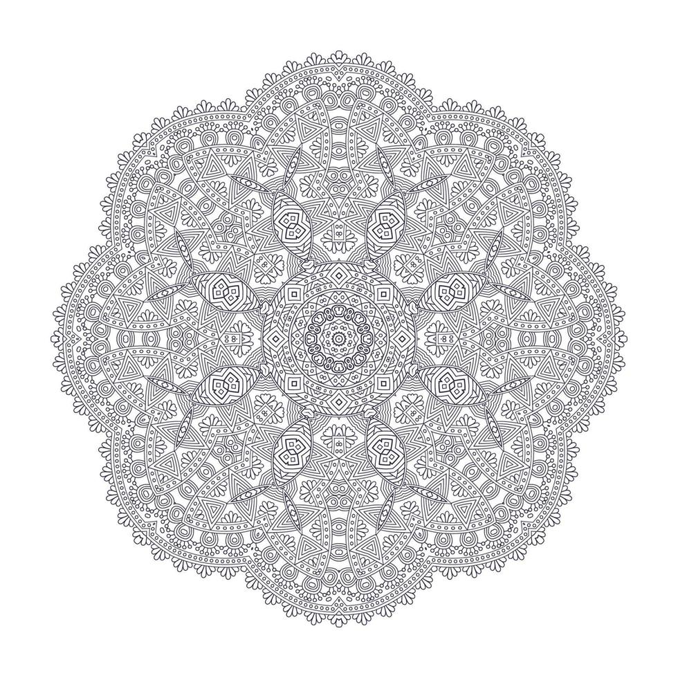 hermosa línea arte mandala vector