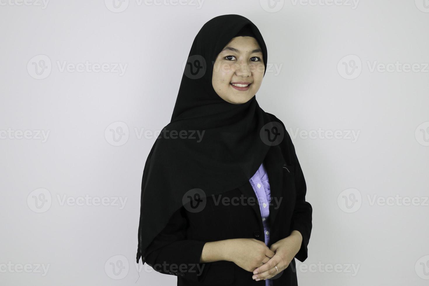 Smile asian islamic business women standing confidence. photo