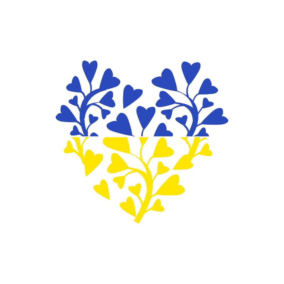 símbolo de corazón estilizado color azul y amarillo la bandera ucraniana vector