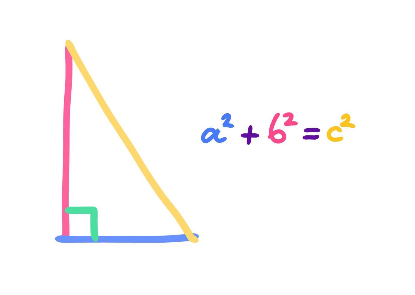 vector de ilustración de ecuación matemática de pitágoras para educación de trigonometría de triángulo de matemáticas