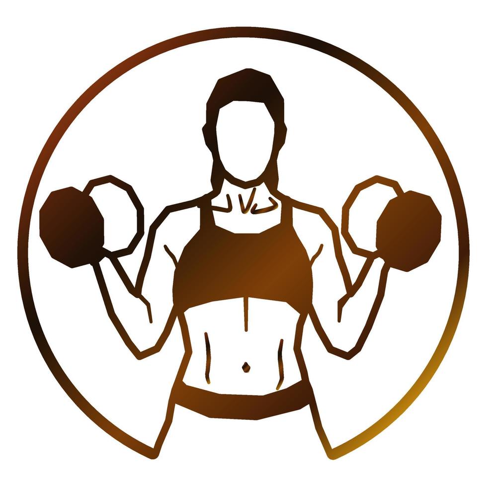 Female Working Out. Exercising with Dumbbel. Logotype. vector