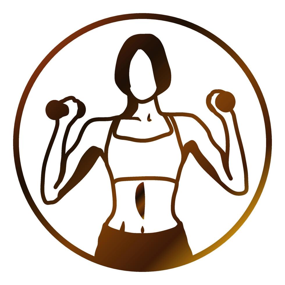 mujer haciendo ejercicio. haciendo ejercicio con pesas. logotipo vector