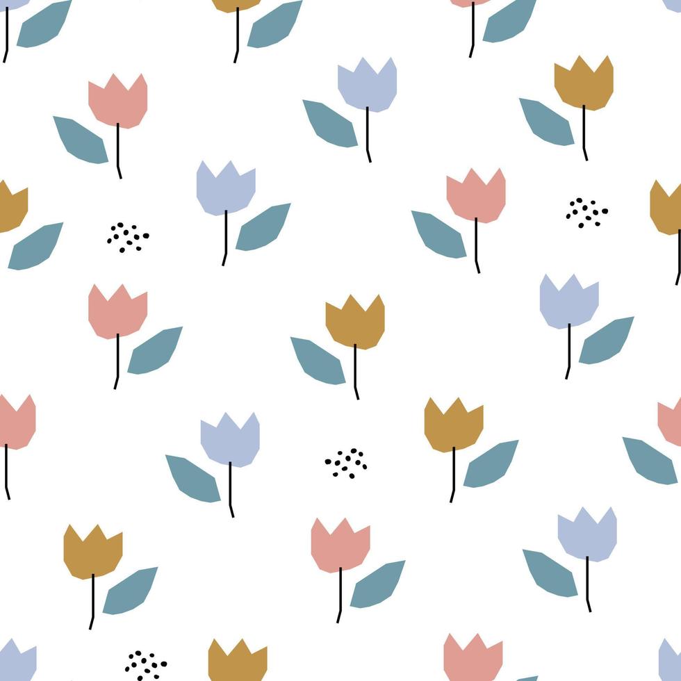 bebé de patrones sin fisuras fondo floral estilo de dibujos animados dibujados a mano utilizado para impresión, papel tapiz, diseños de ropa, textil vector