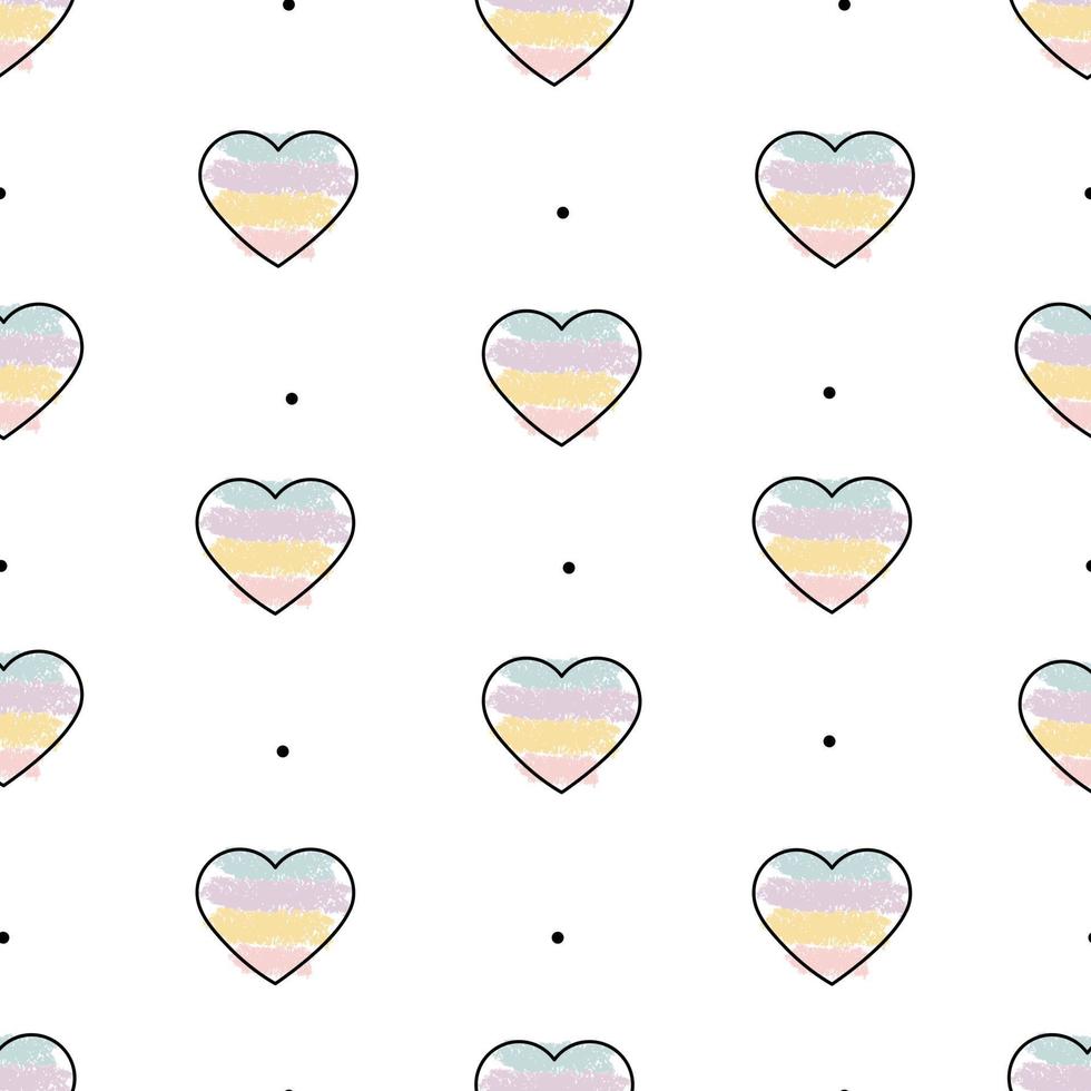 Heart seamless vector pattern on white background