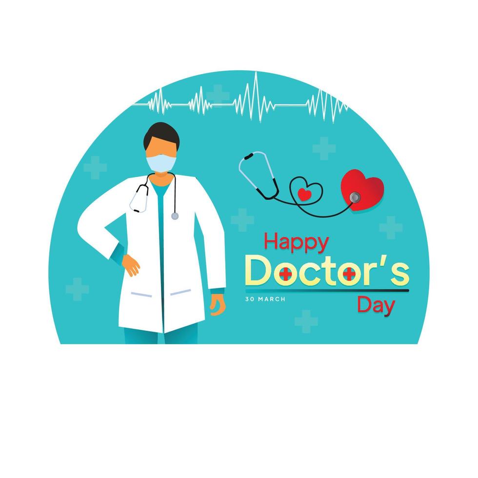 World doctor's day vector illustrations, Happy Doctor's day social media post, Male Doctor, modern flat concept.