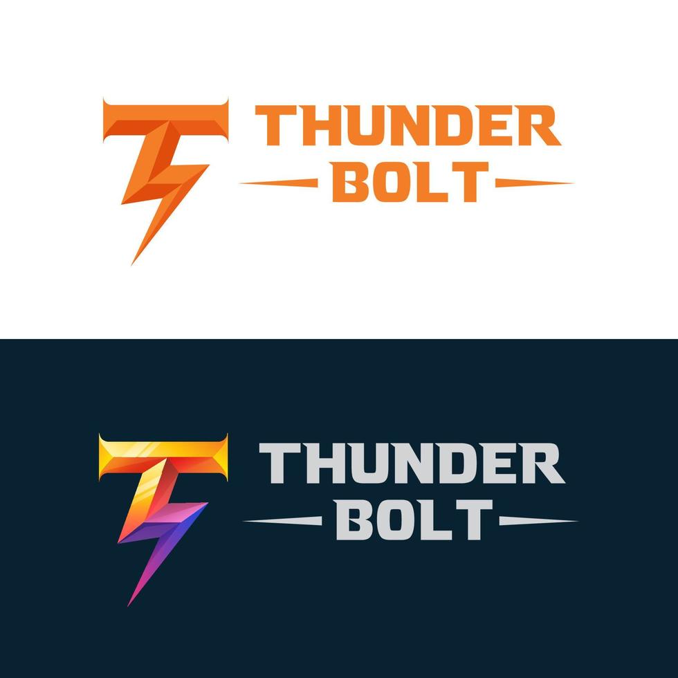 initials letter T vector icon symbol for thunderbolt power energy logo design