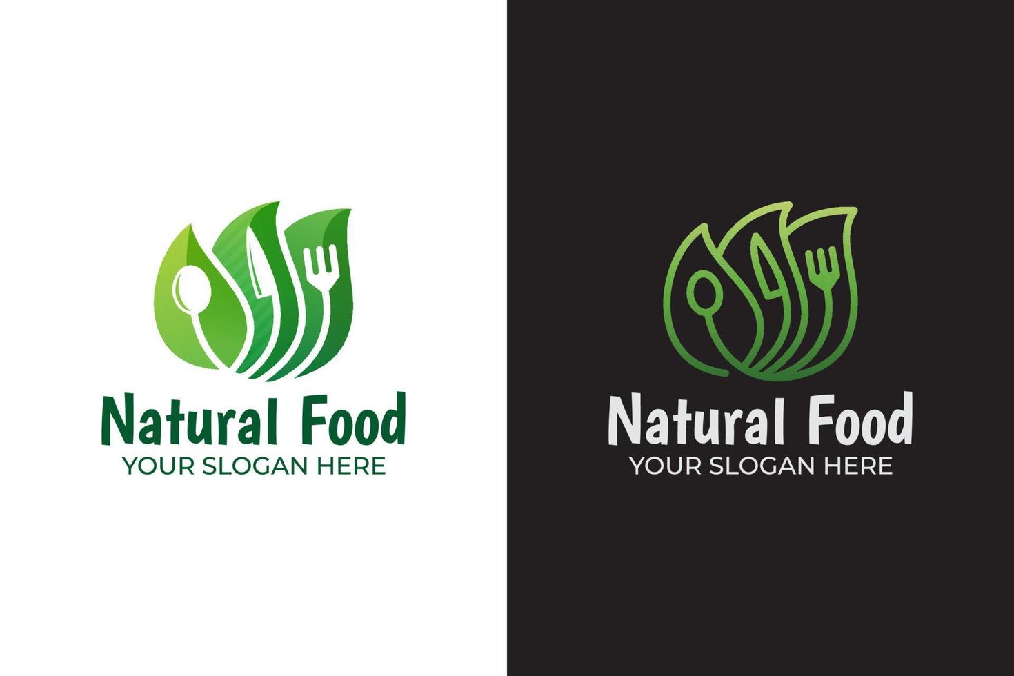 eco food logo, vegetarian and natural healthy food logo design vector