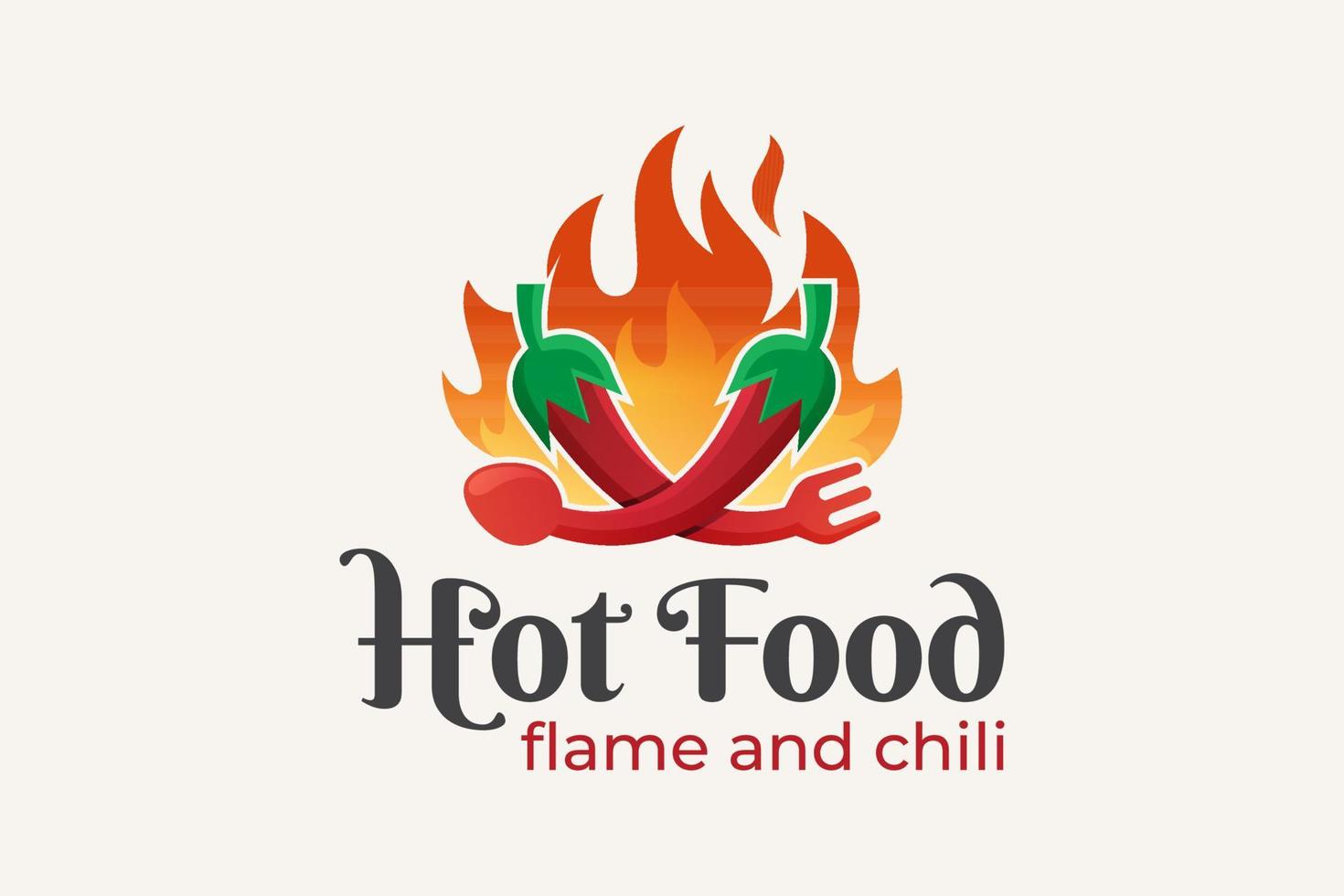 Hot chili fire, grilled, spicy food for hot food restaurant logo design vector