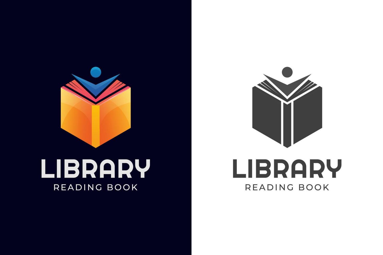 Learning and people happy reading book gradient logo design vector