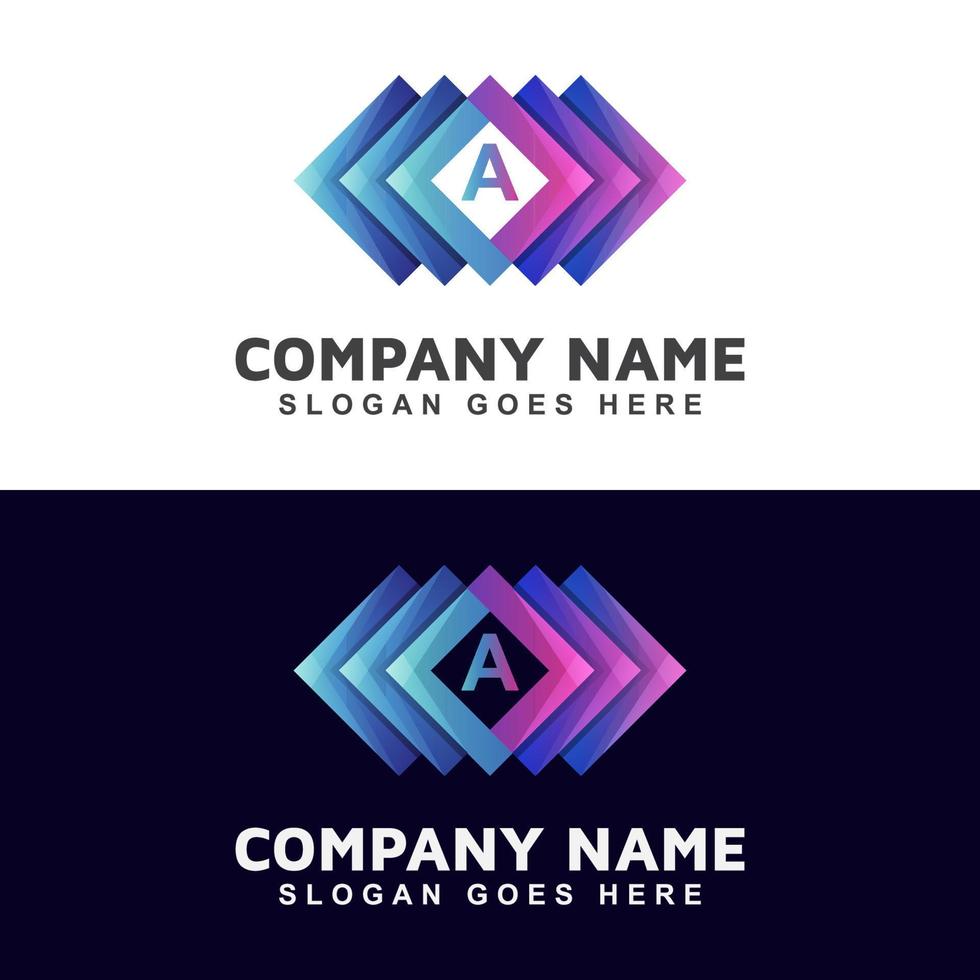 abstract square logo within initial letter your brand, can be used data, studio, media, windows vector