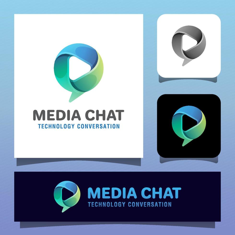 Social talk app vector logo. Play Chat Logo Template Design Vector, chat media Design Concept, Creative Symbol, Icon