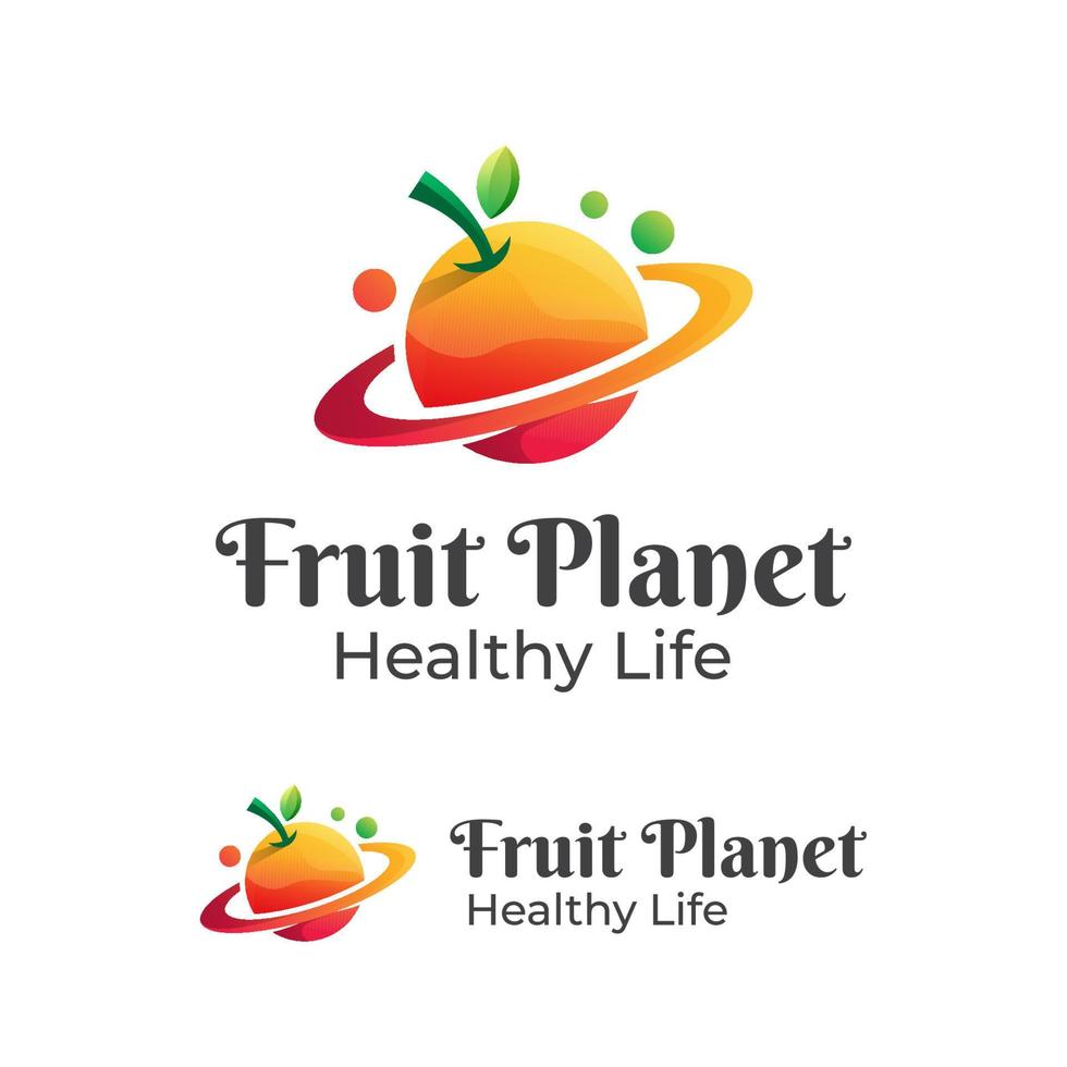 planet fruit or healthy food logo for diet, vegetarian,vegan vector
