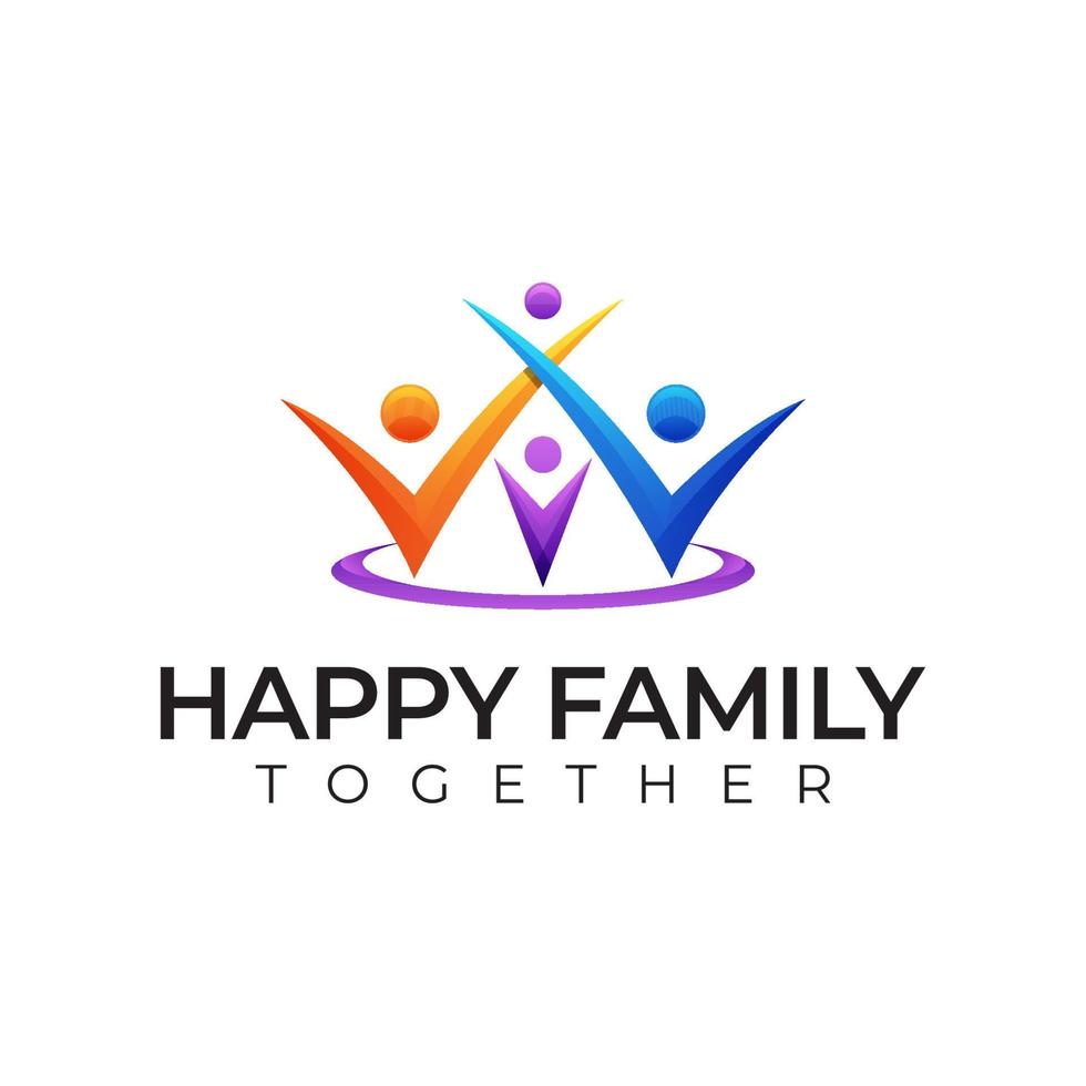 colorful happy family logo design, vector template