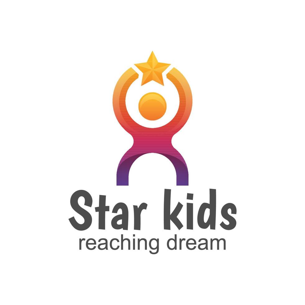 modern star kids logo, reaching dream logo design vector template