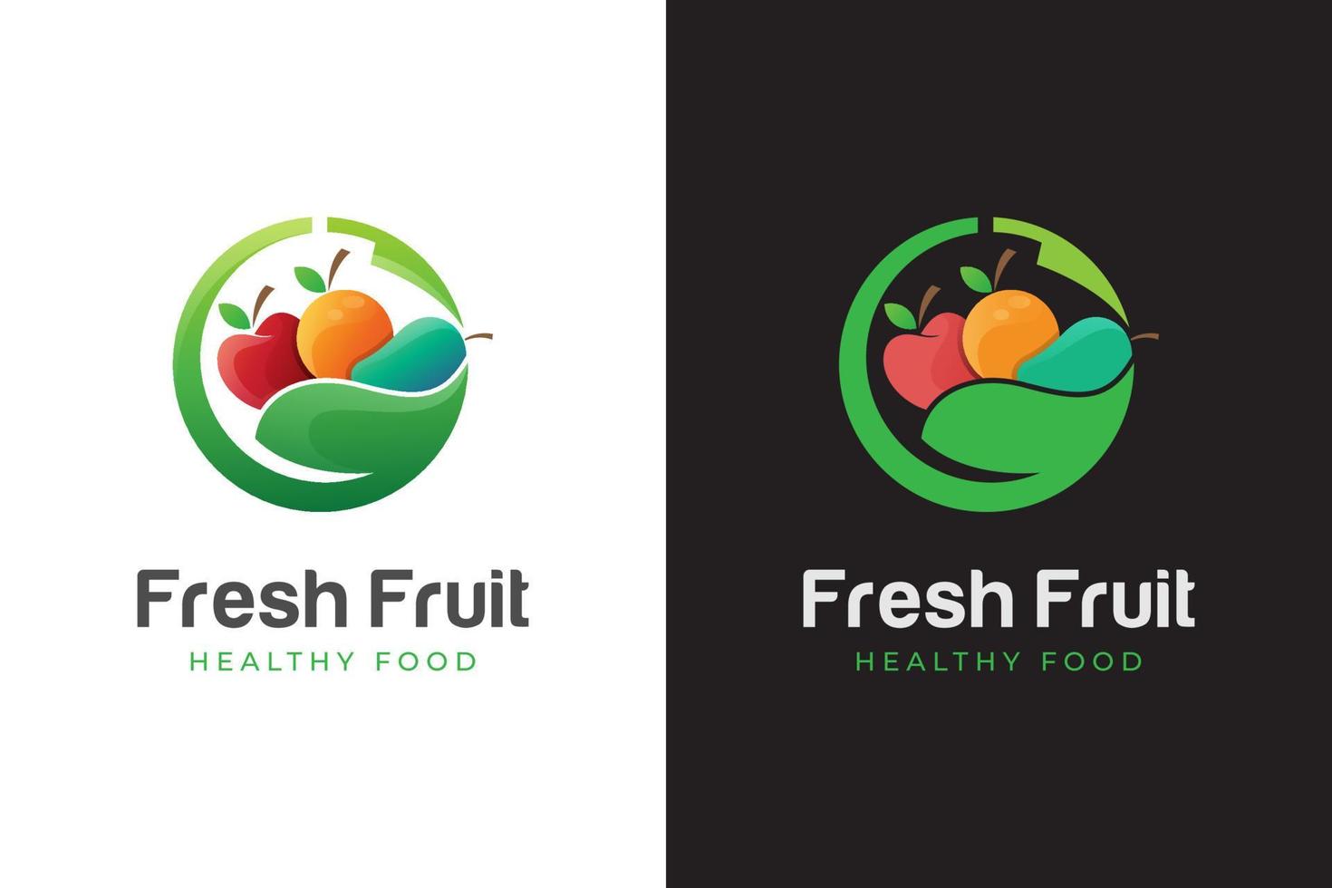 comida de fruta fresca natural y diseño de logotipo de varias frutas vector