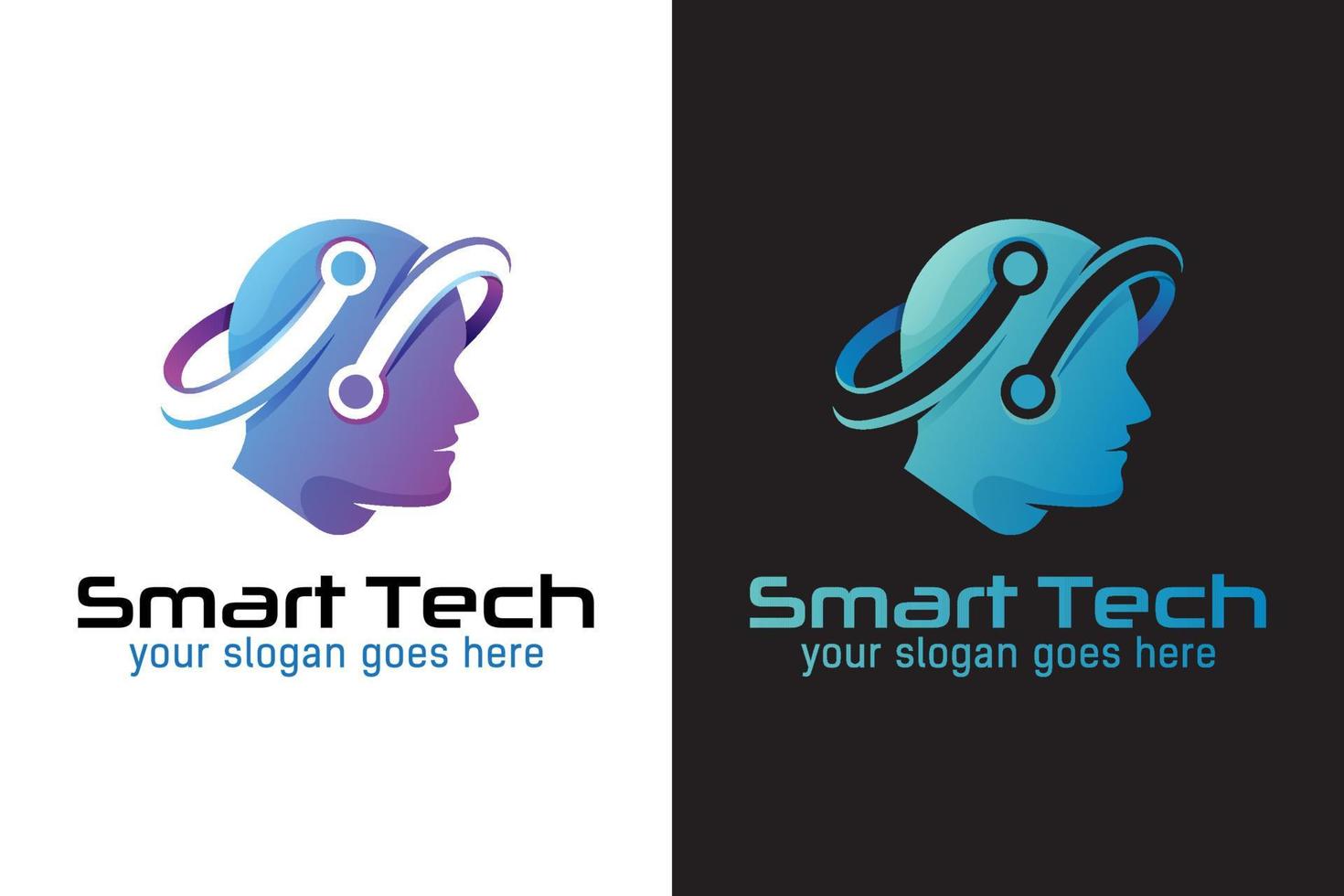 smart tech logo, Human technology or human digital, robot tech logo design vector