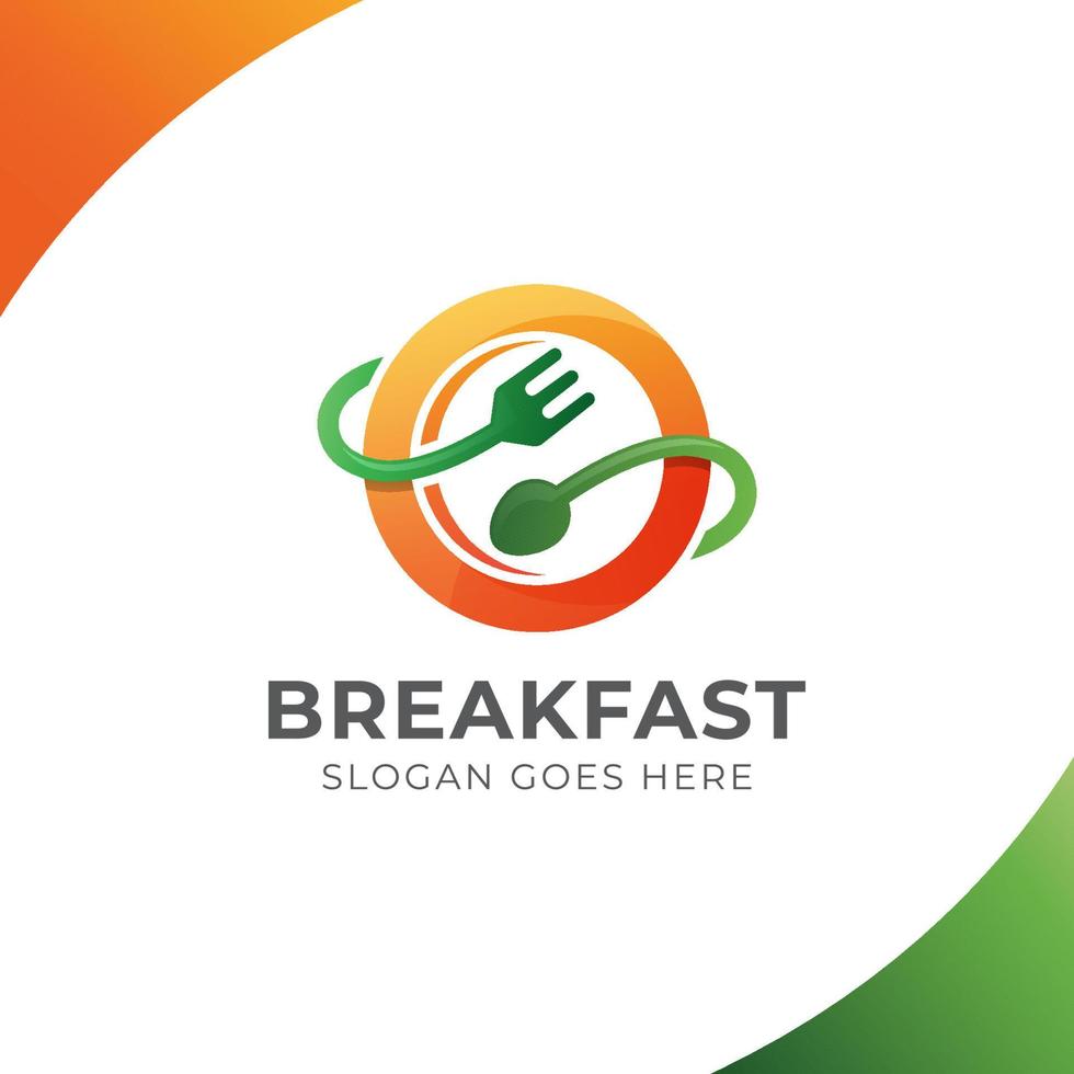 organic food restaurant logo, breakfast, healthy food symbol icon vector