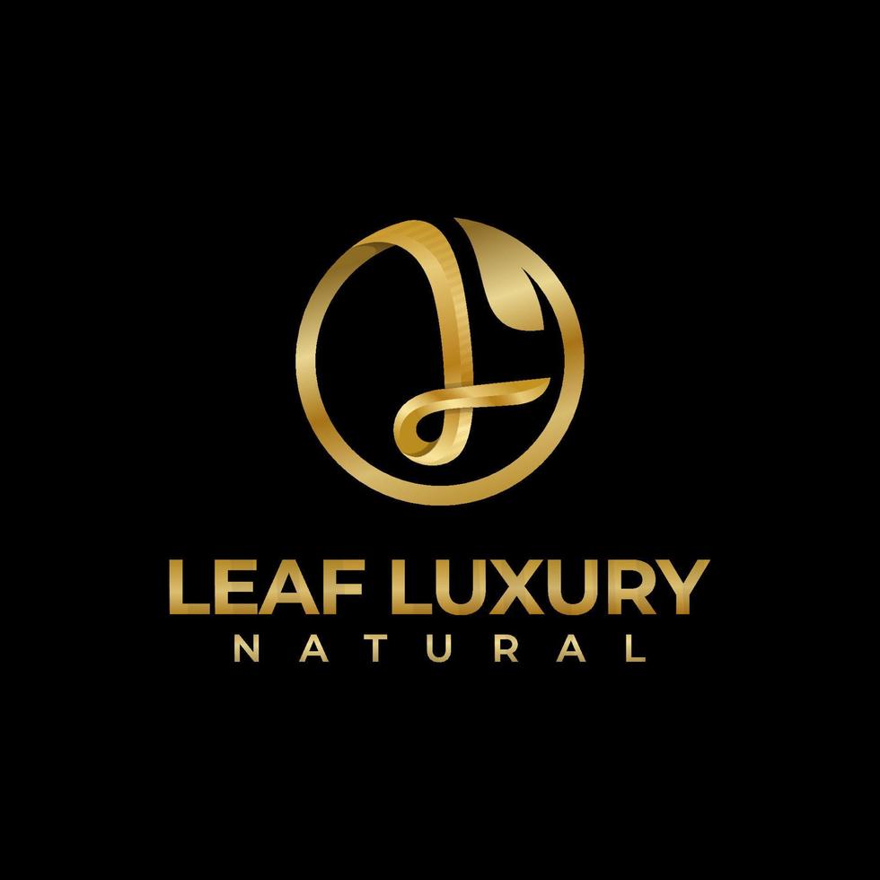 luxury letter L with leaf natural logo design, letter L golden leaves premium logo vector