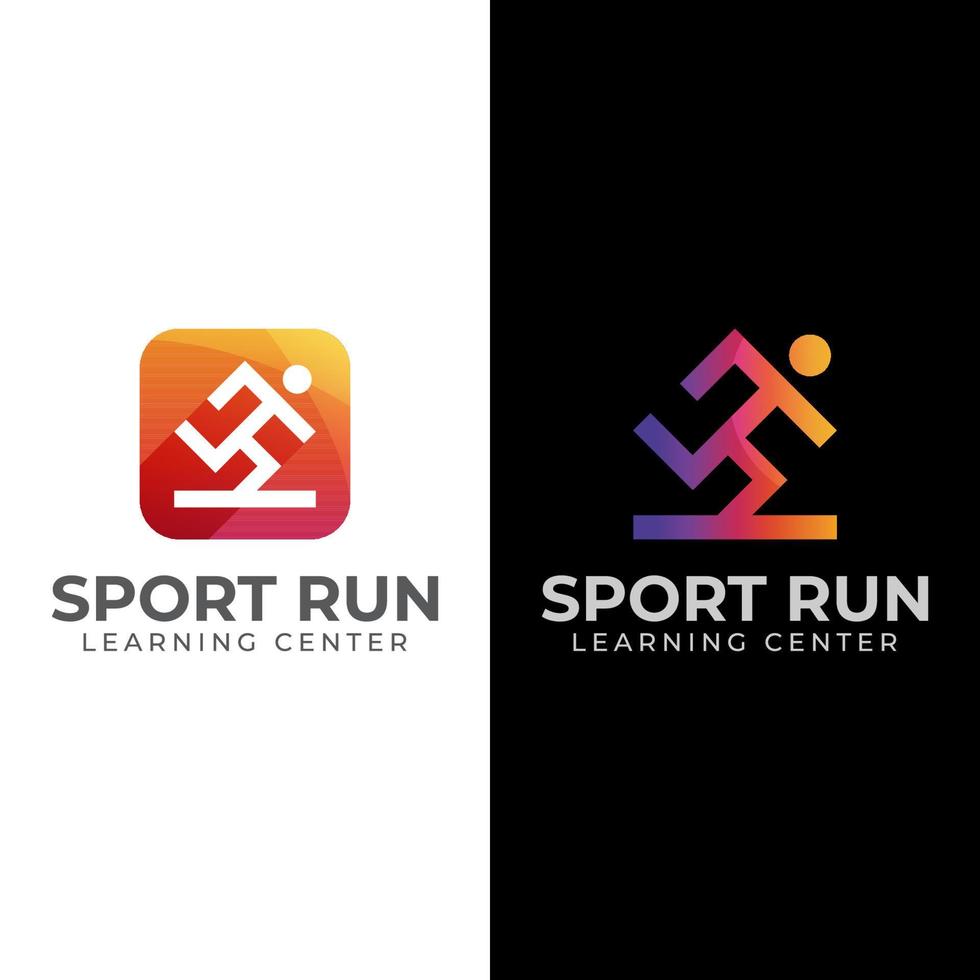 abstract geometric sport run gradient logo, mobile apps icon design vector