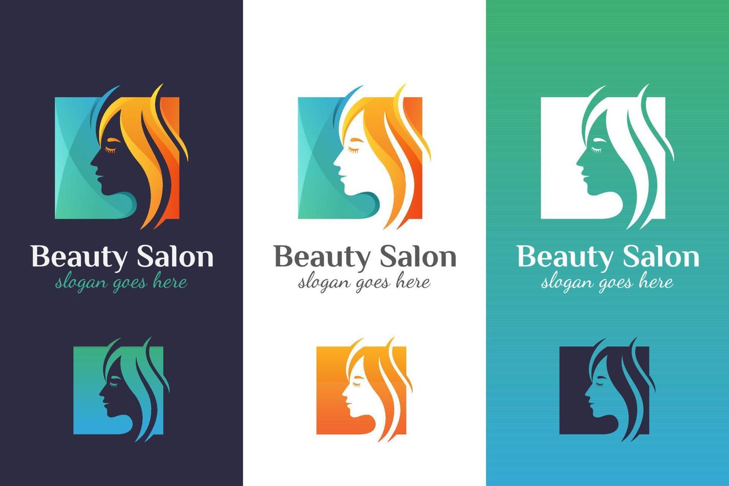 woman hair salon gradient logo design vector