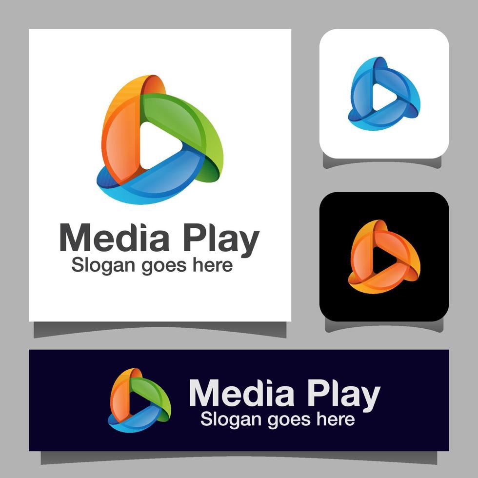 modern color circle media play logo design. multimedia symbol vector template