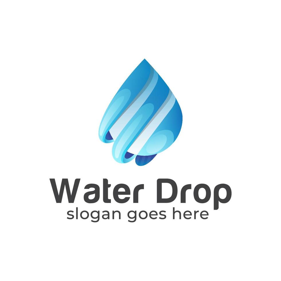 gradient blue with water drop logo design vector