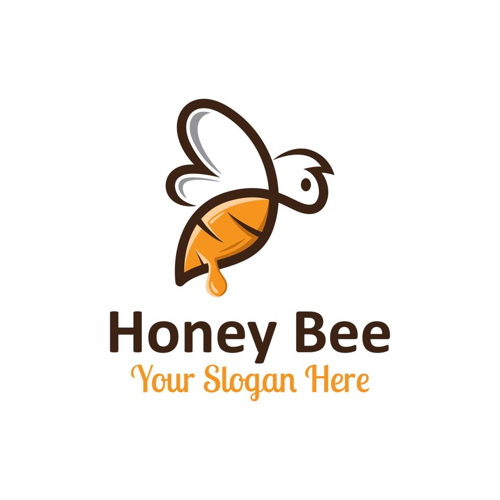 plantilla de vector de diseño de logotipo de abeja de miel