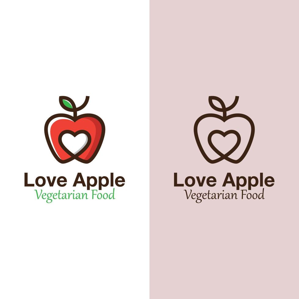 manzana de amor moderna, diseño de logotipo de fruta favorita dos versiones vector