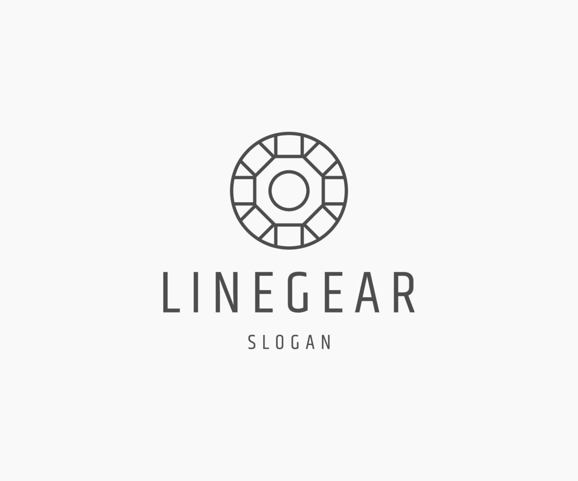 Gear line art logo icon design template vector