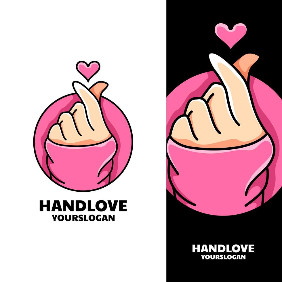 cute hand love logo design vector