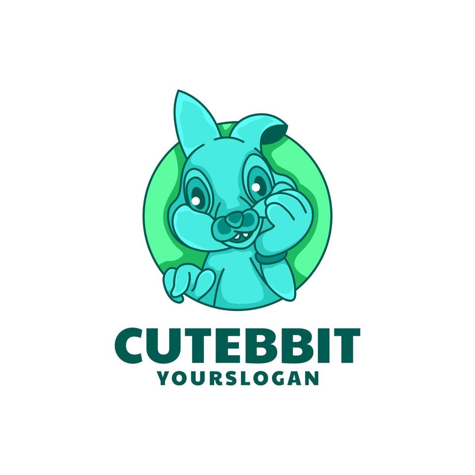 cute bunny daydreaming logo design vector