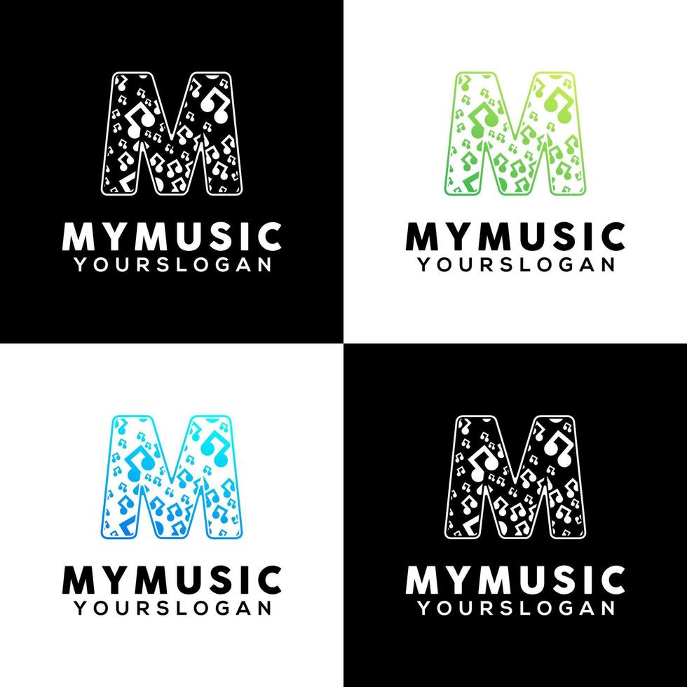 letter m music logo design vector