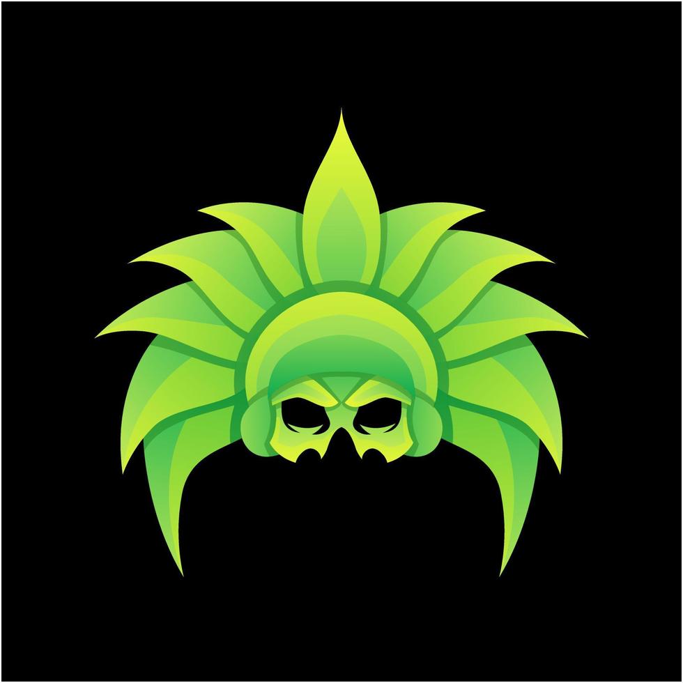 skull leaf logo design vector