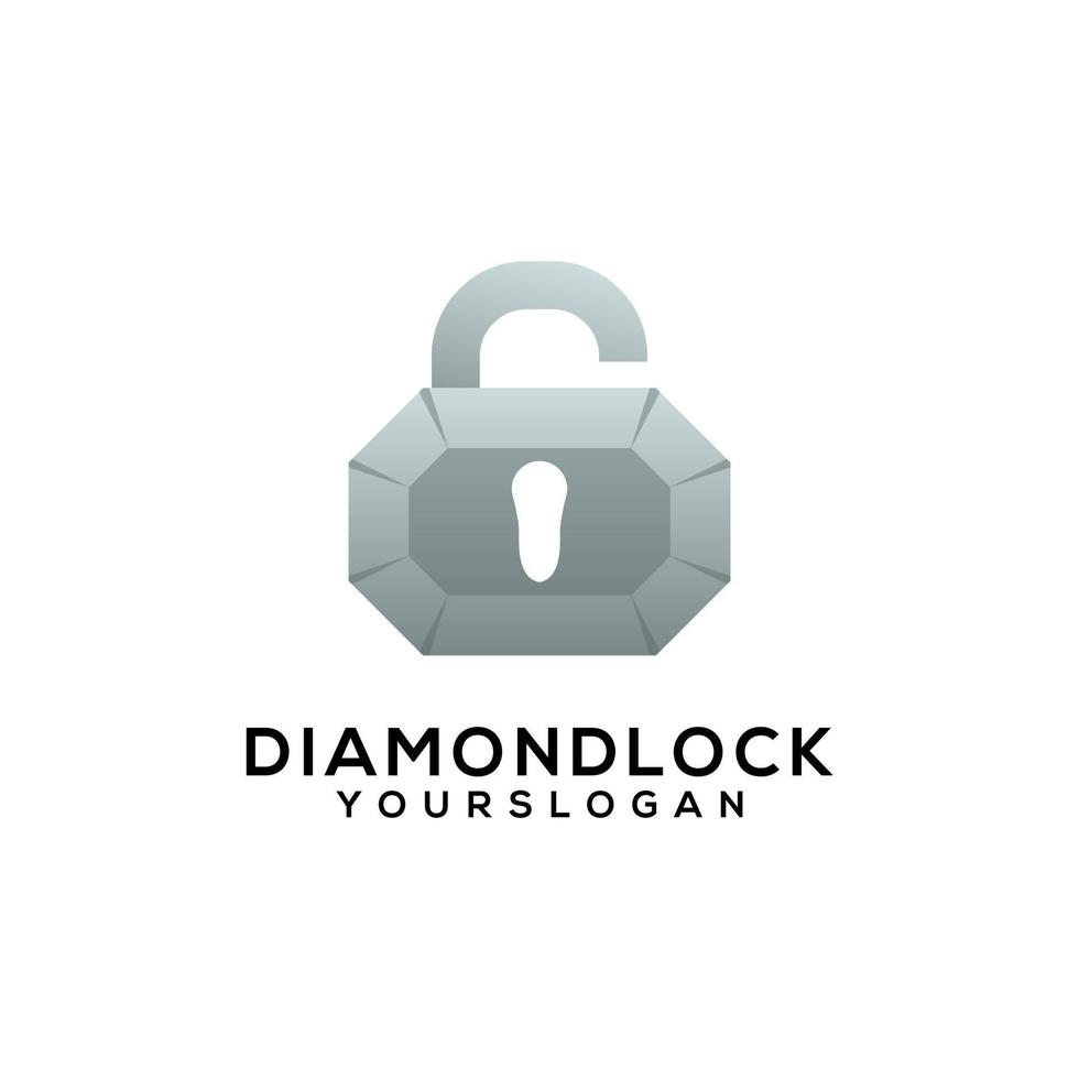 diamond lock gradient logo design vector