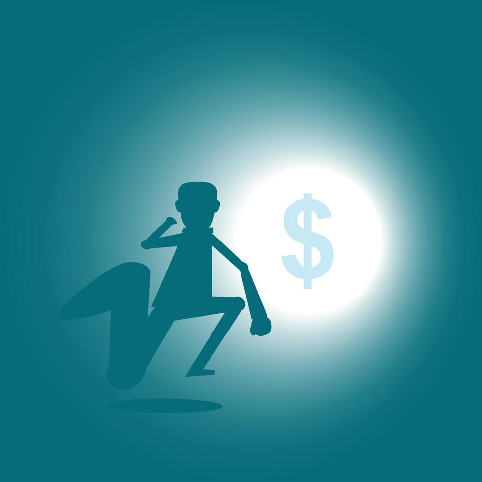 Businessman and light tunnel with dollar vector