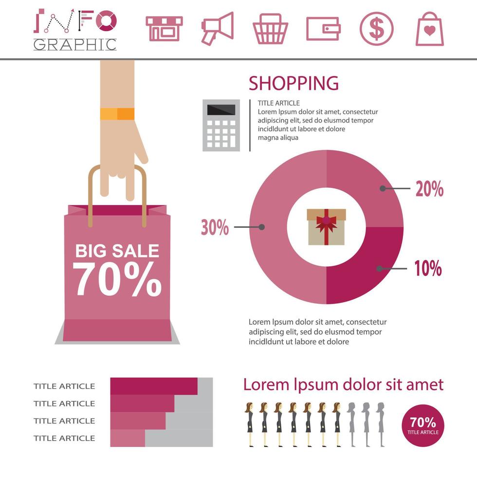 gráfico infográfico de compras y gastos vector