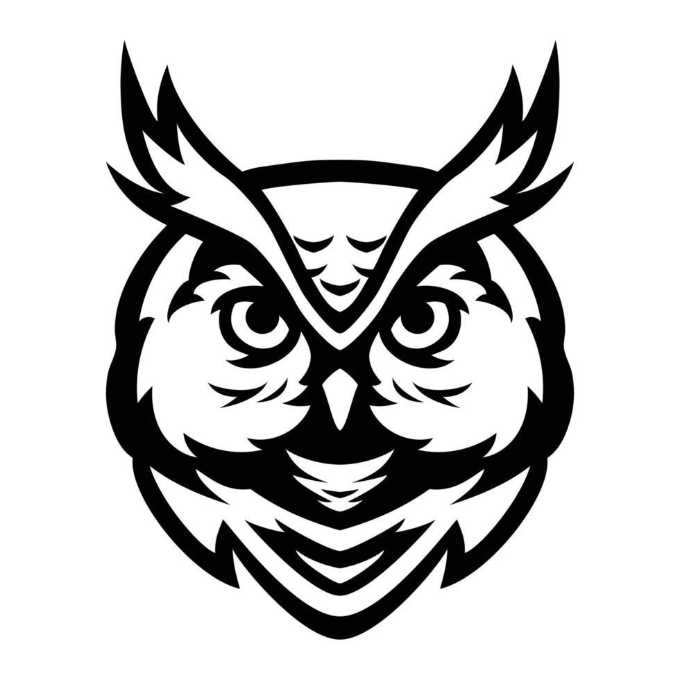 Owl head cartoon line art vector