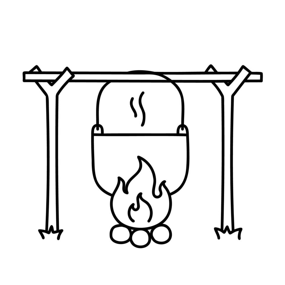 Camp Cooking. Hand drawn doodle icon. vector