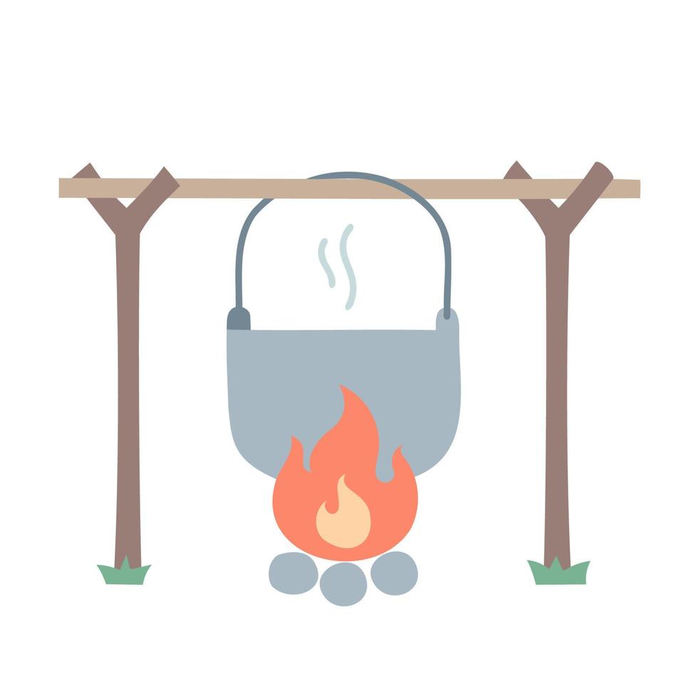 Camp Cooking. Hand drawn doodle icon. vector